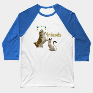 dogs and cats are frends Baseball T-Shirt